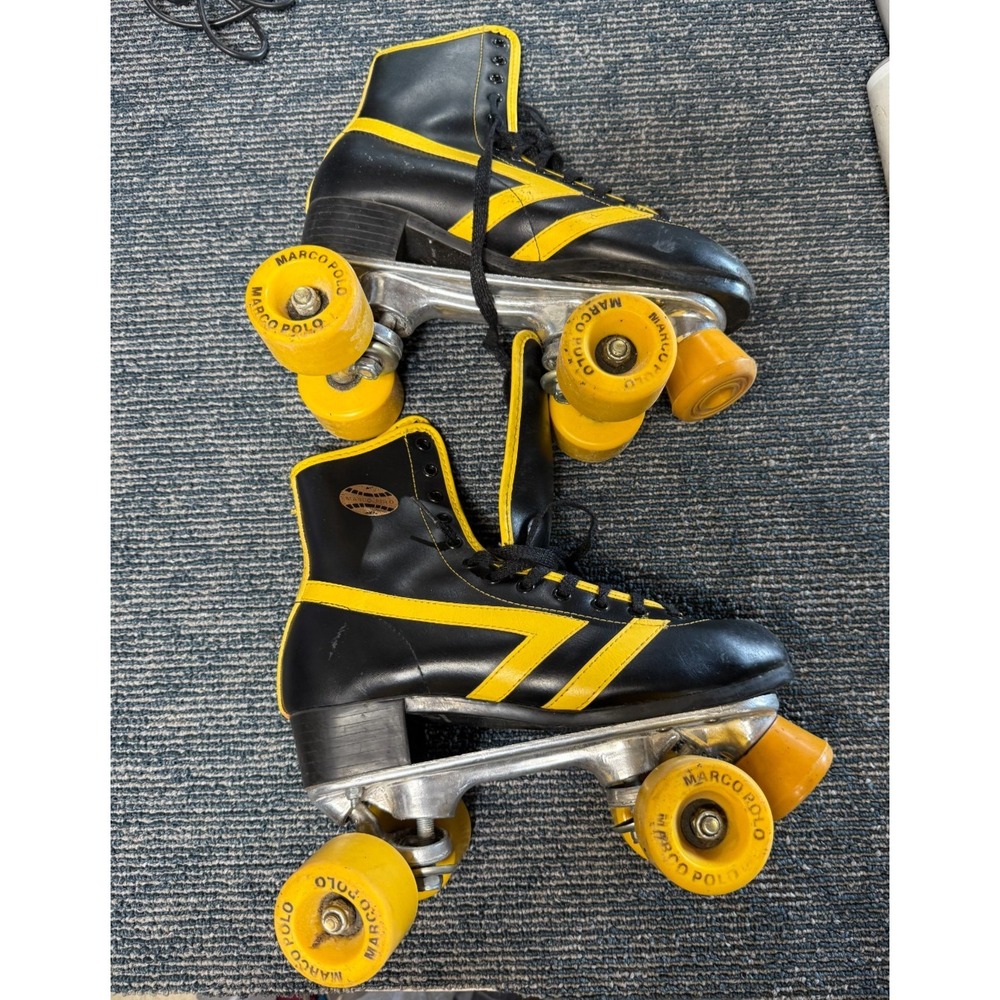 Marco‎ Polo Flash Vintage Roller Skates Size 7 men Black/Yellow As-Is Read